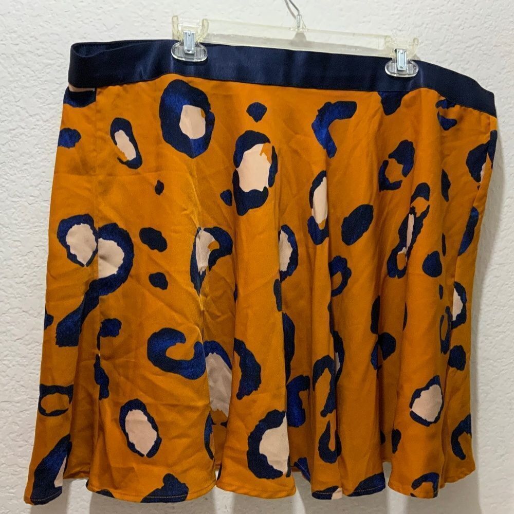 3.1 Philip Lim for Target Orange and Navy Leopard Print Skater Skirt Size 22w